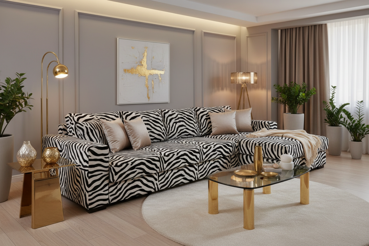 FITTED ZEBRA VALVET SOFA COVER