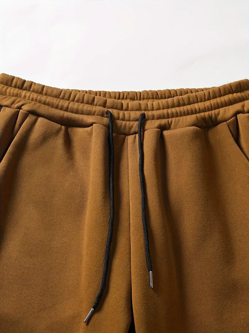 Men's Athletic 2Pcs Tracksuit Set(Light Brown) (Casual) Full-Zip Sweat suits Long Sleeve Hoodie and Jogging Pants