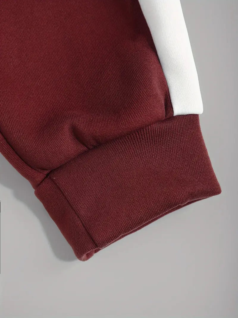 Men's Athletic 2Pcs Tracksuit Set(Maroon) (Casual) Full-Zip Sweat suits Long Sleeve Hoodie and Jogging Pants