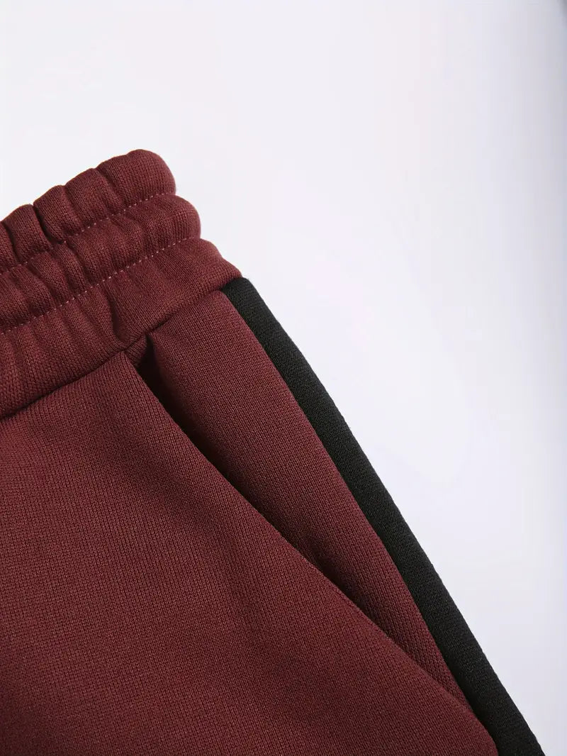 Men's Athletic 2Pcs Tracksuit Set(Maroon) (Casual) Full-Zip Sweat suits Long Sleeve Hoodie and Jogging Pants