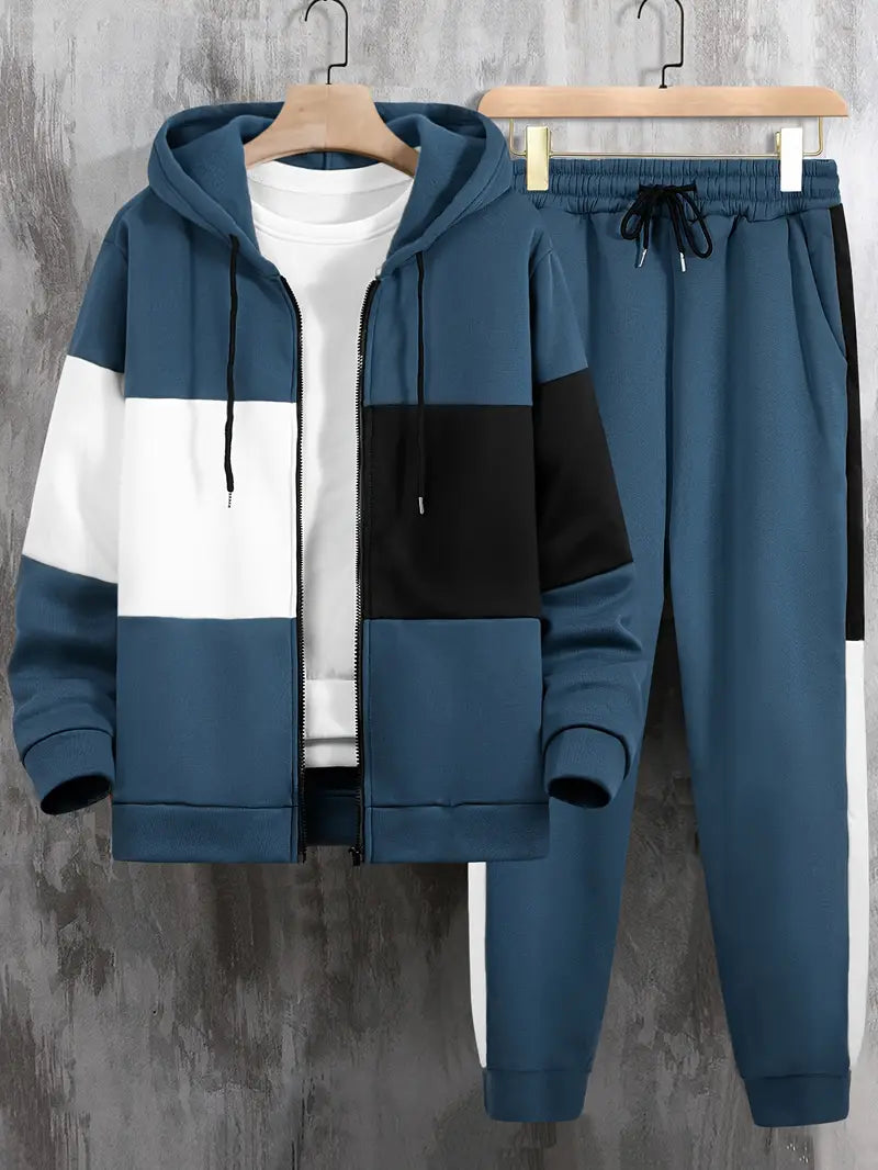 Men's Athletic 2Pcs Tracksuit Set(ZINK) (Casual) Full-Zip Sweat suits Long Sleeve Hoodie and Jogging Pants