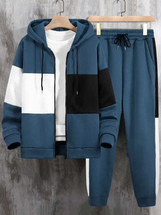 Men's Athletic 2Pcs Tracksuit Set(ZINK) (Casual) Full-Zip Sweat suits Long Sleeve Hoodie and Jogging Pants