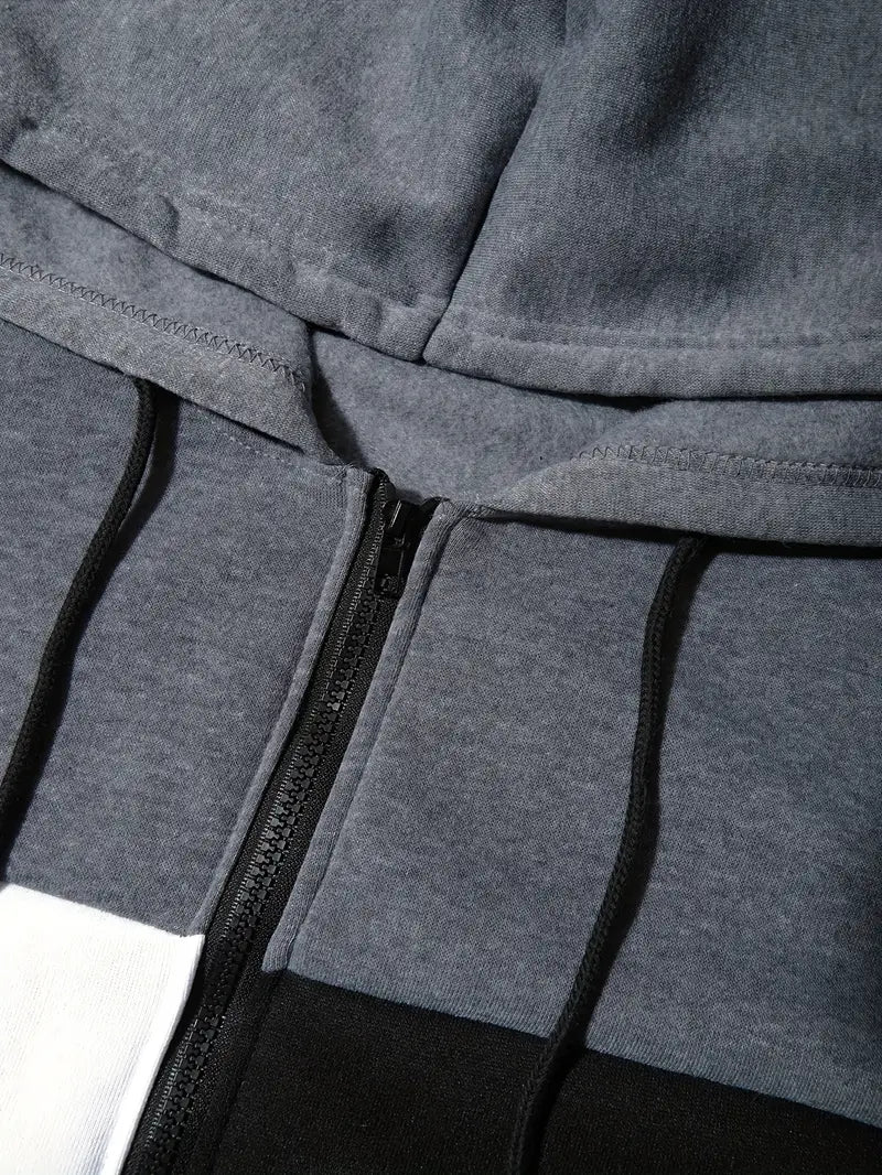 Men's Athletic 2Pcs Tracksuit Set(gray) (Casual) Full-Zip Sweat suits Long Sleeve Hoodie and Jogging Pants