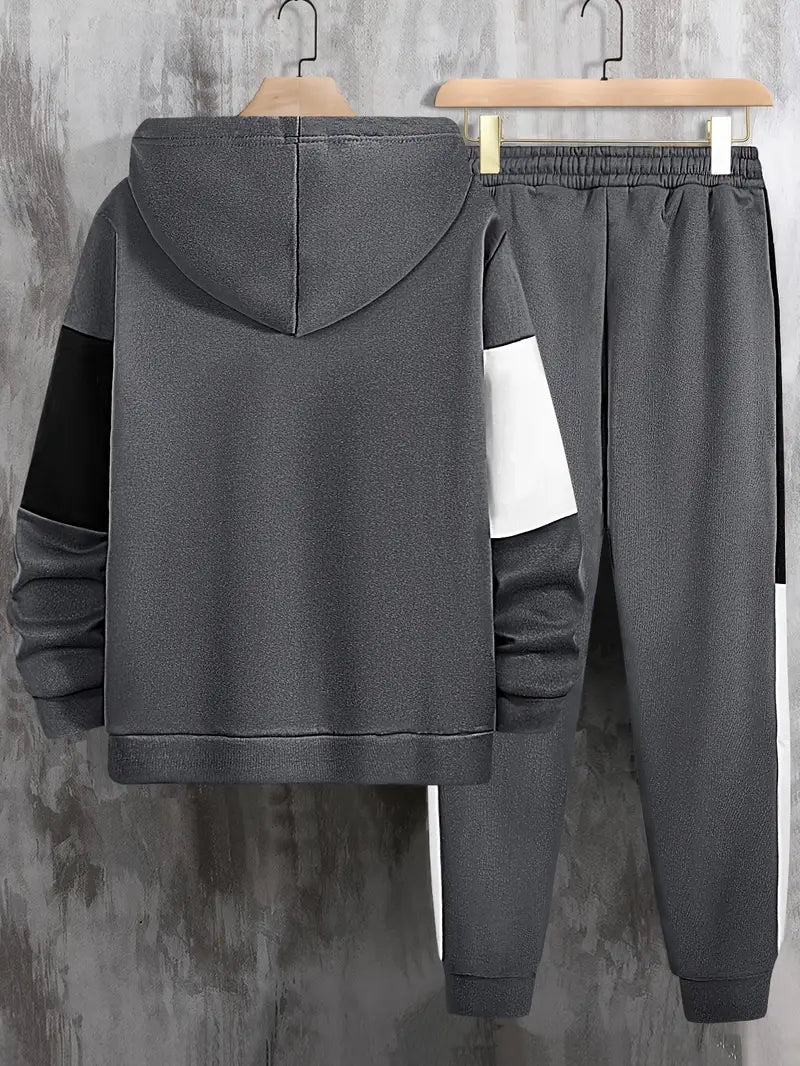 Men's Athletic 2Pcs Tracksuit Set(gray) (Casual) Full-Zip Sweat suits Long Sleeve Hoodie and Jogging Pants