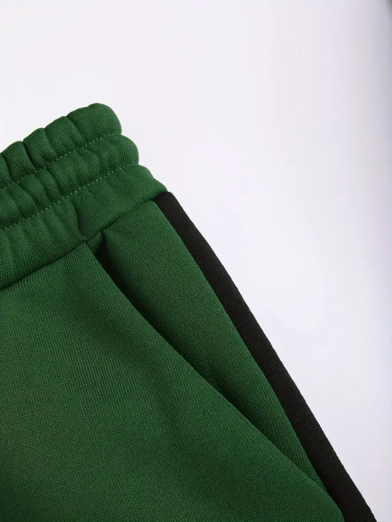 Men's Athletic 2Pcs Tracksuit Set(Green) (Casual) Full-Zip Sweat suits Long Sleeve Hoodie and Jogging Pants (