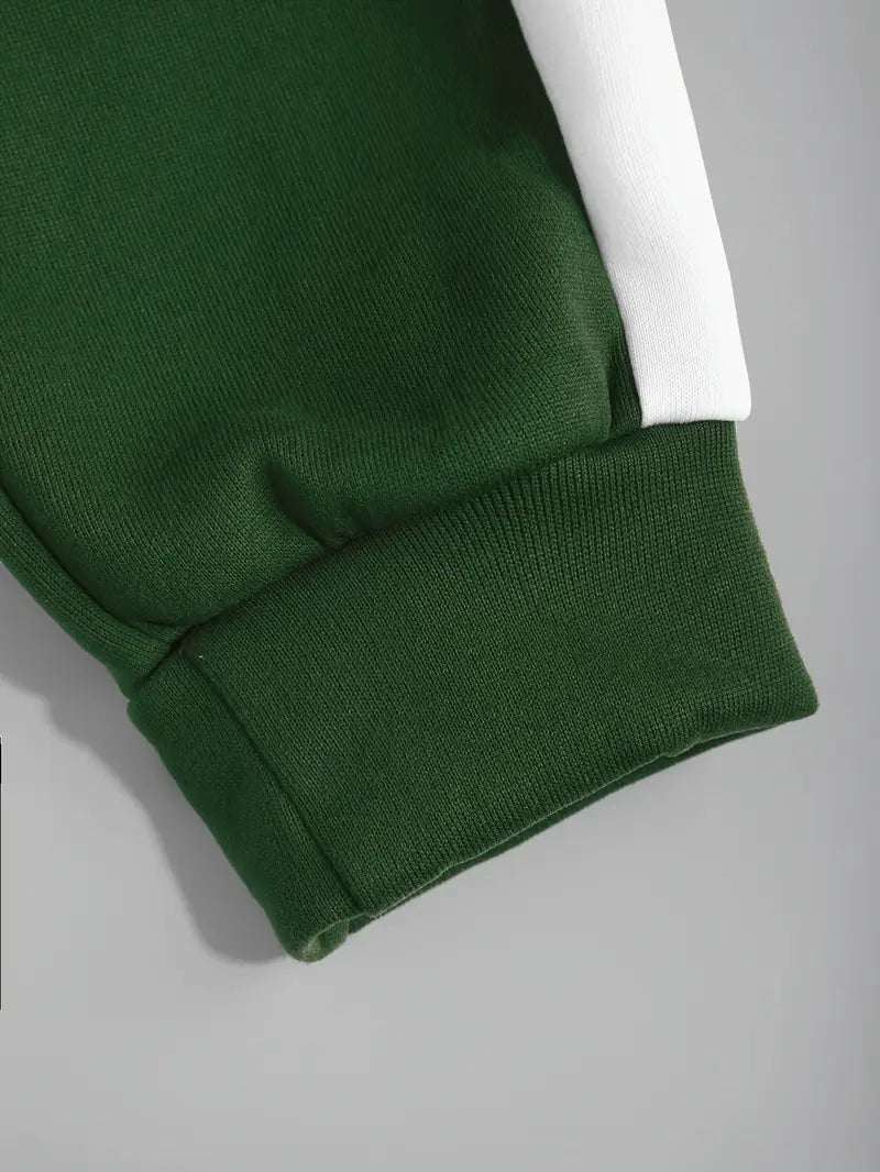 Men's Athletic 2Pcs Tracksuit Set(Green) (Casual) Full-Zip Sweat suits Long Sleeve Hoodie and Jogging Pants (