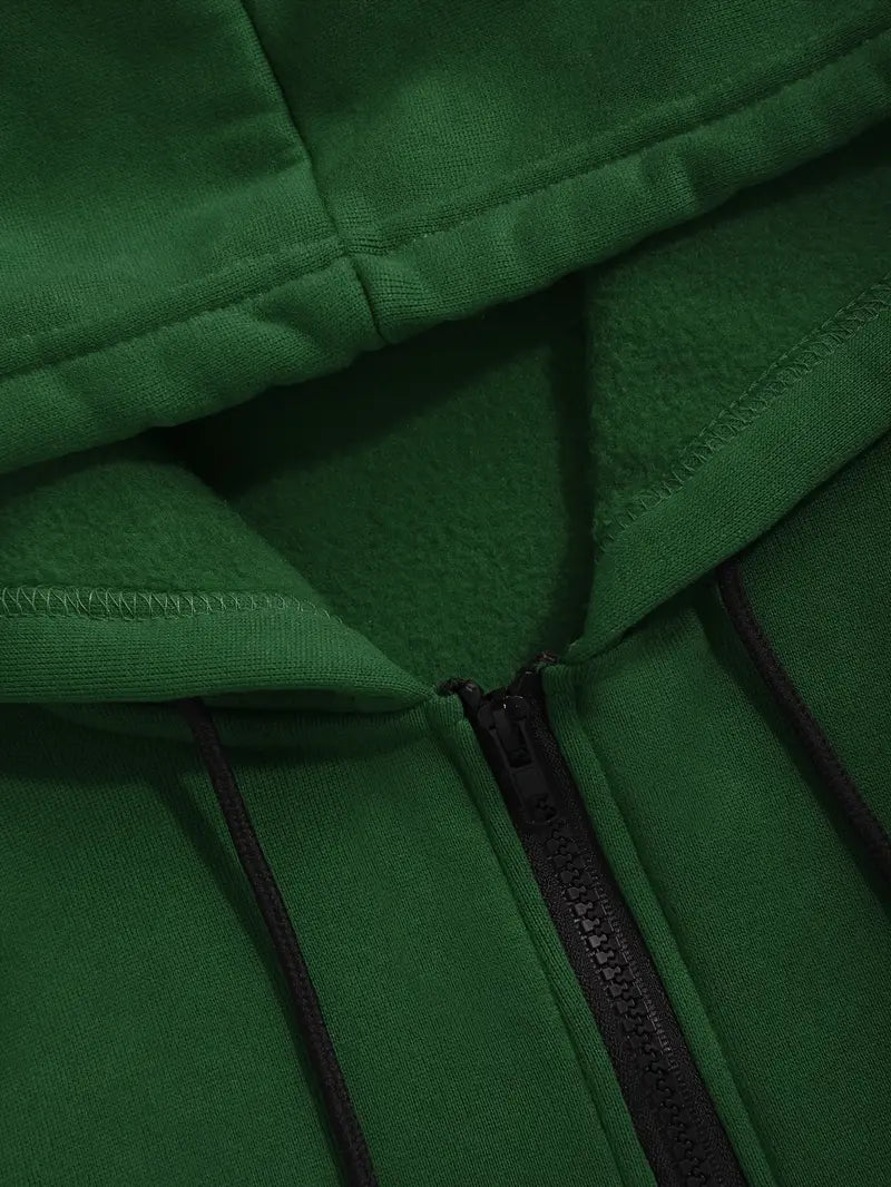 Men's Athletic 2Pcs Tracksuit Set(Green) (Casual) Full-Zip Sweat suits Long Sleeve Hoodie and Jogging Pants (