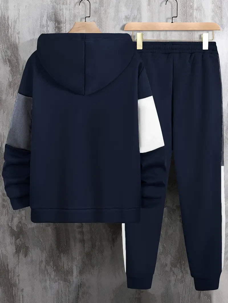 Men's Athletic 2Pcs Tracksuit Set(blue) (Casual) Full-Zip Sweat suits Long Sleeve Hoodie and Jogging Pants