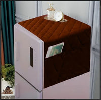 Premium cotton quilted fridge cover with side pockets on refrigerator