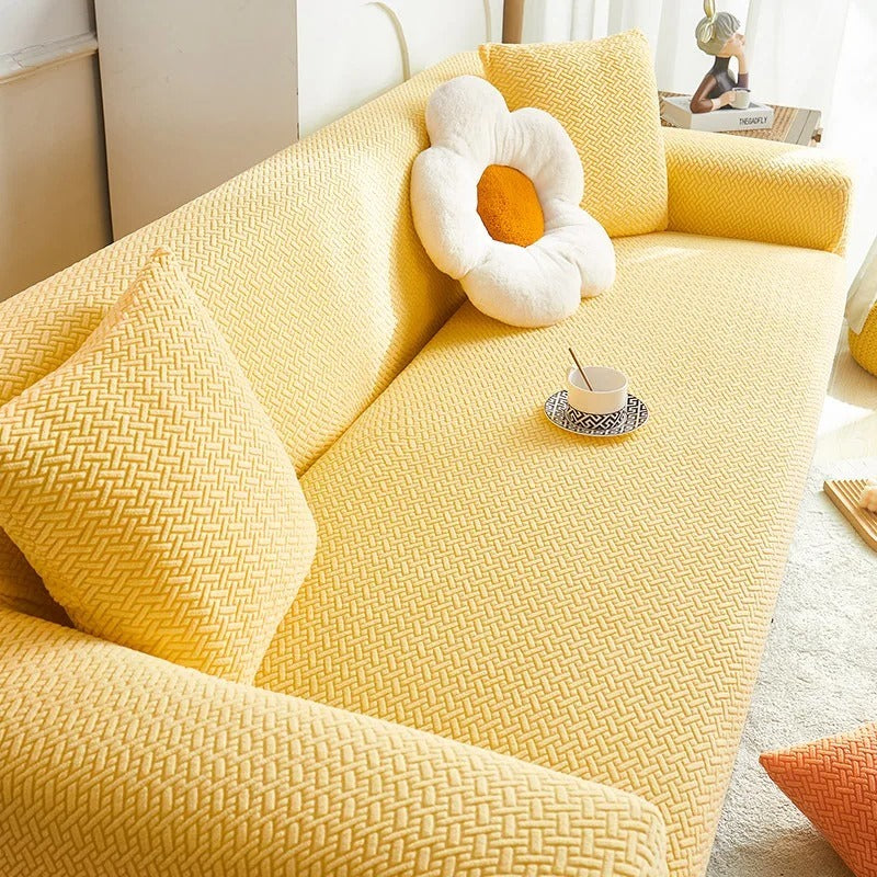 Luxury textured jacquard sofa cover stripe pattern