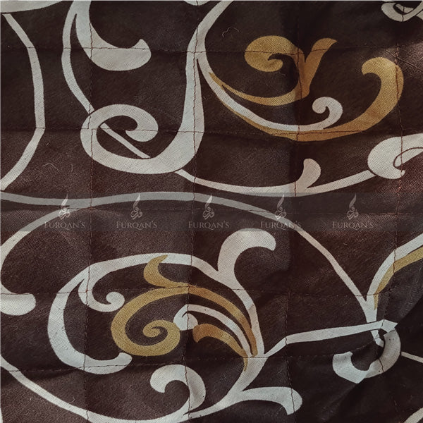 Cotton Quilted Printed Sofa Cover (Dark Brown)