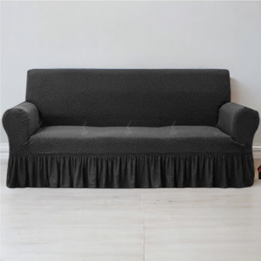 Frill Style Micro Mesh Sofa Cover (Black Color)