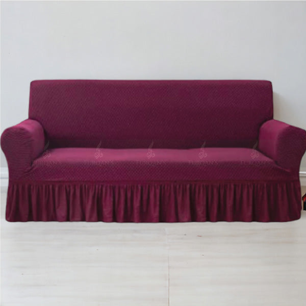 Frill Style Micro Mesh Sofa Cover (Maroon Color)