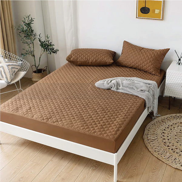 Quilted Waterproof Mattress Protector (Brown Color)