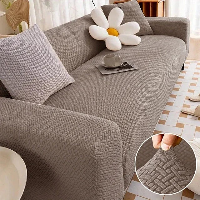 Luxury textured jacquard sofa cover stripe pattern