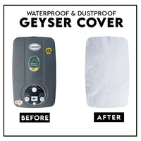 Geysers with and without a waterproof and dustproof cover on a white background