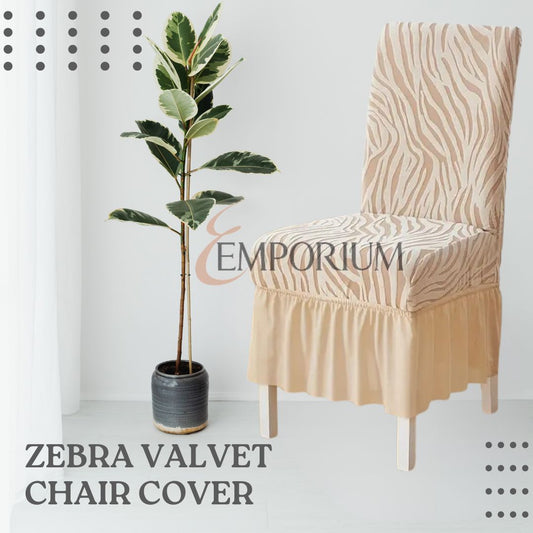 Zebra Valvet Frill Chair Cover (Skin Golden Color)