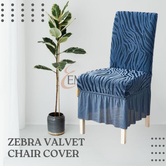 Zebra Valvet Frill Chair Cover ( Blue Color)