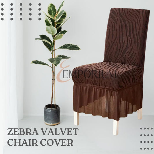 Zebra Valvet Frill Chair Cover (Brown Color)