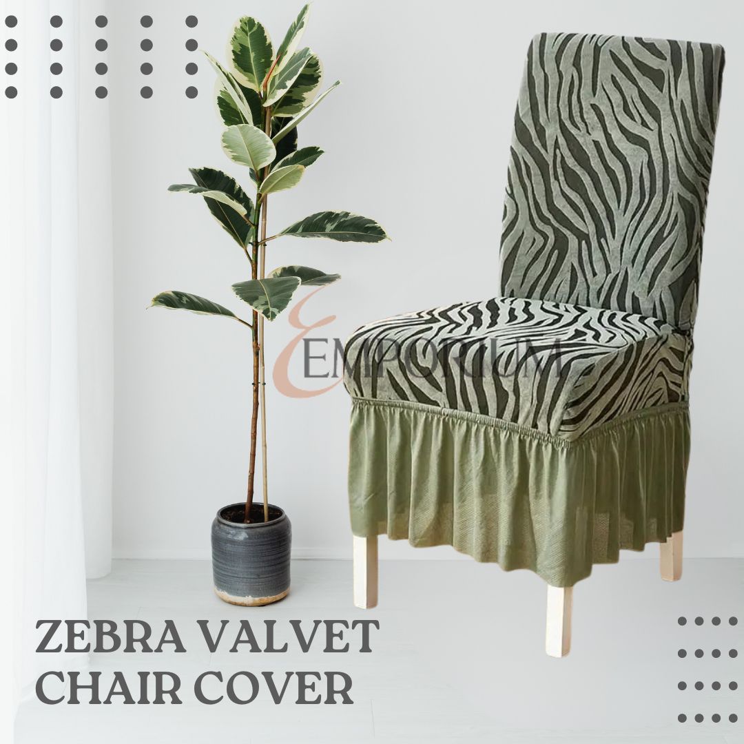 Zebra Valvet Frill Chair Cover (Green Color)