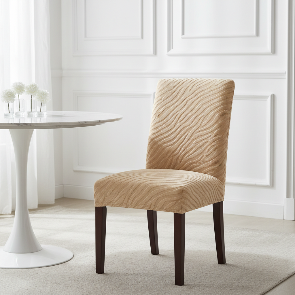 Beige Zebra Velvet Chair Cover