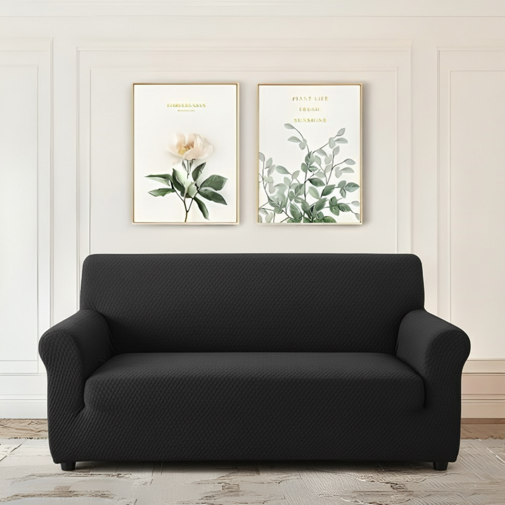 Black 1-Piece Micro Mesh Sofa Cover