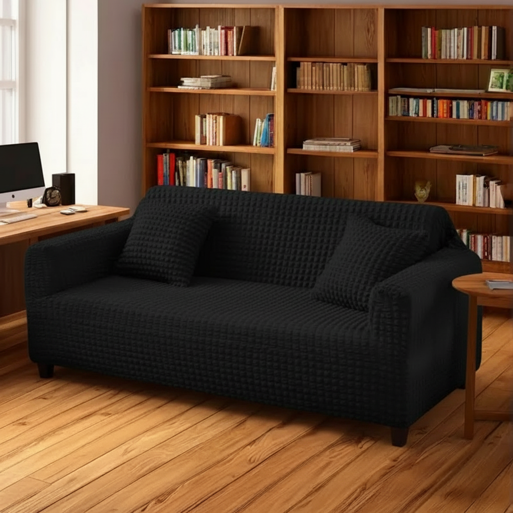 Black Turkish Bubble Fitted Sofa Cover