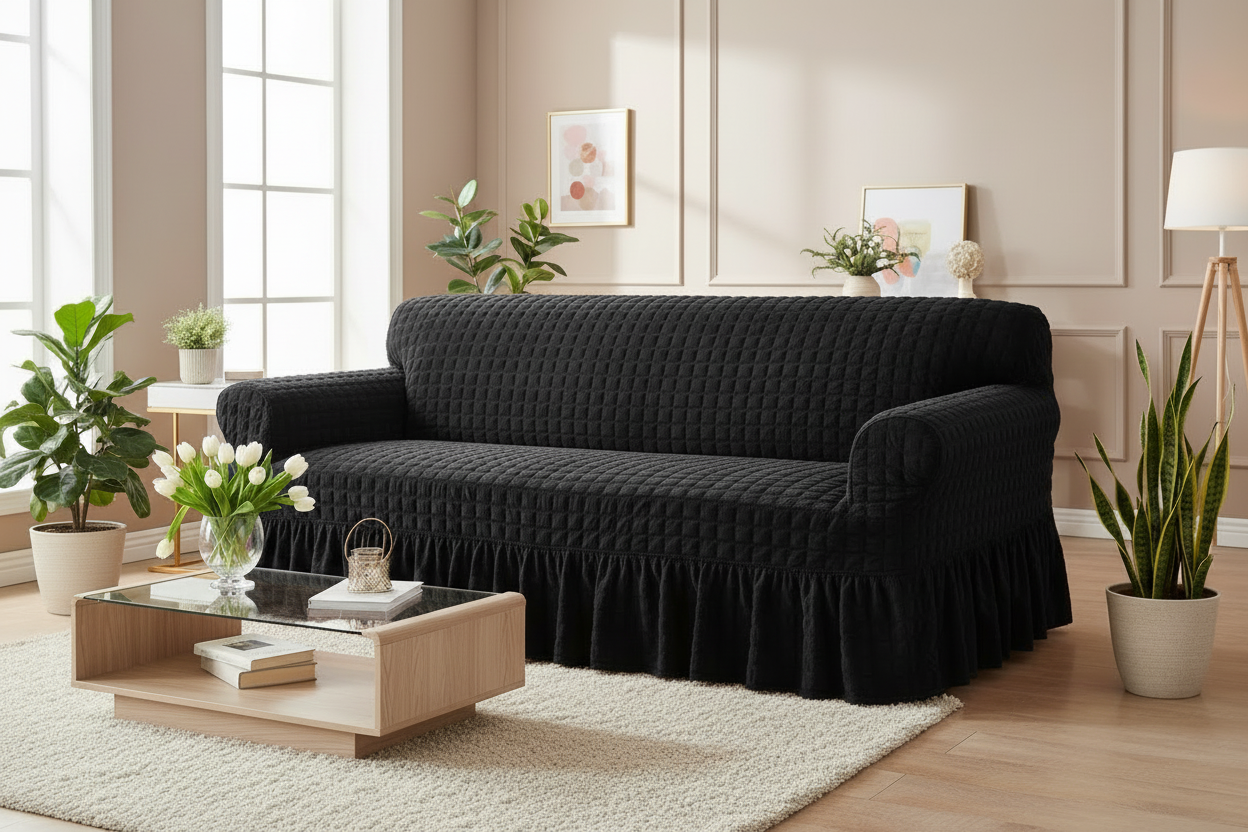 Original Turkish Bubble Sofa Covers With Skirt/Frill - All Colors & Sizes