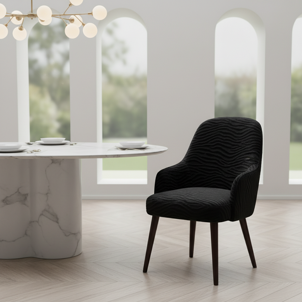 Black Zebra Velvet Chair Cover