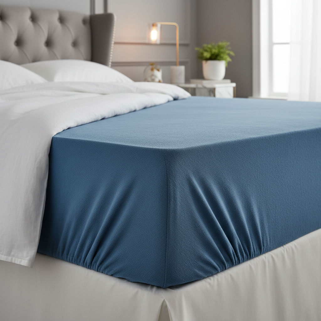 Blue Terry Cotton Elastic Mattress Cover