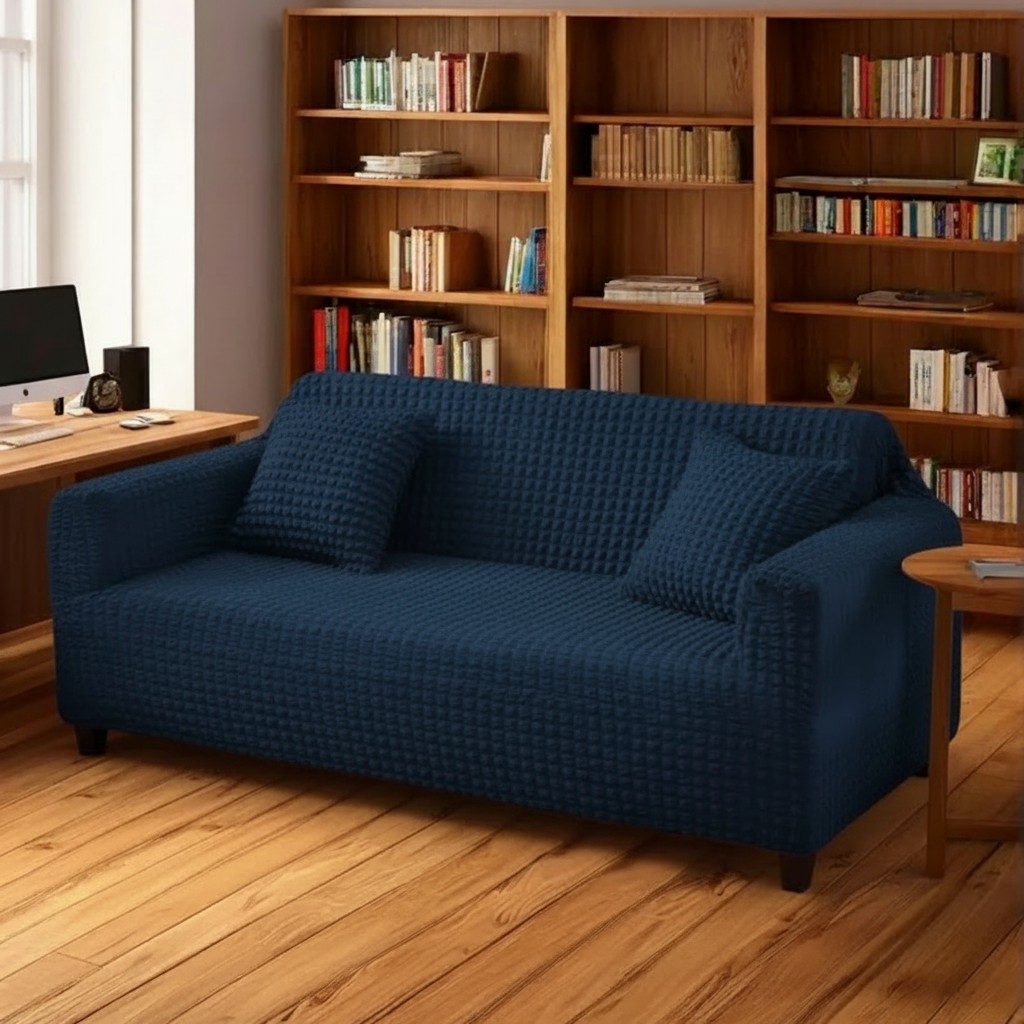 Blue Turkish Bubble Fitted Sofa Cover