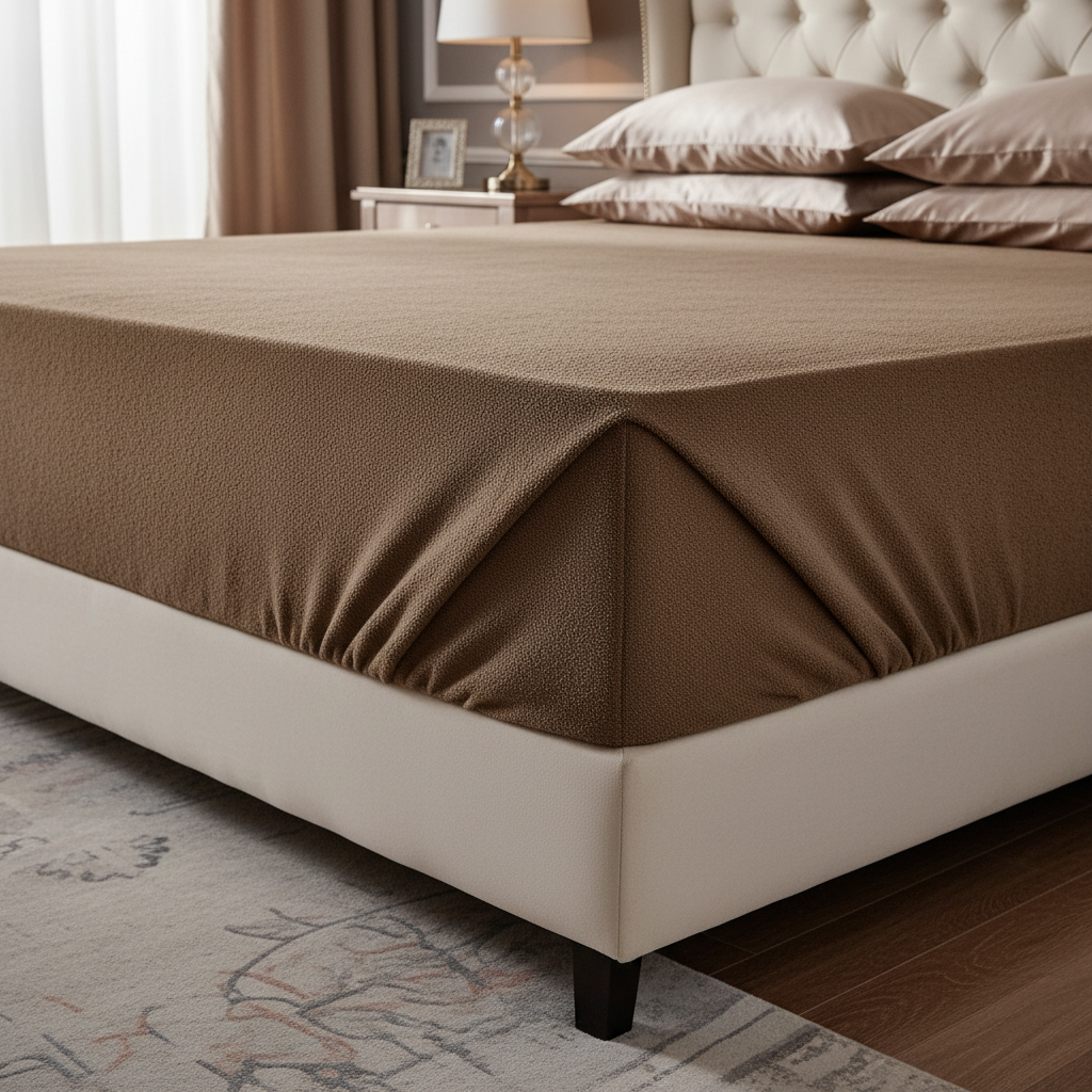 Brown Terry Cotton Elastic Mattress Cover