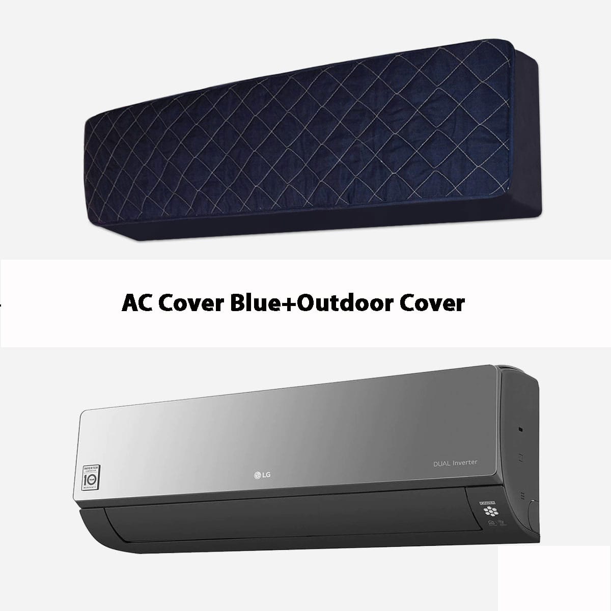 Air conditioner cover and outdoor unit on a white background