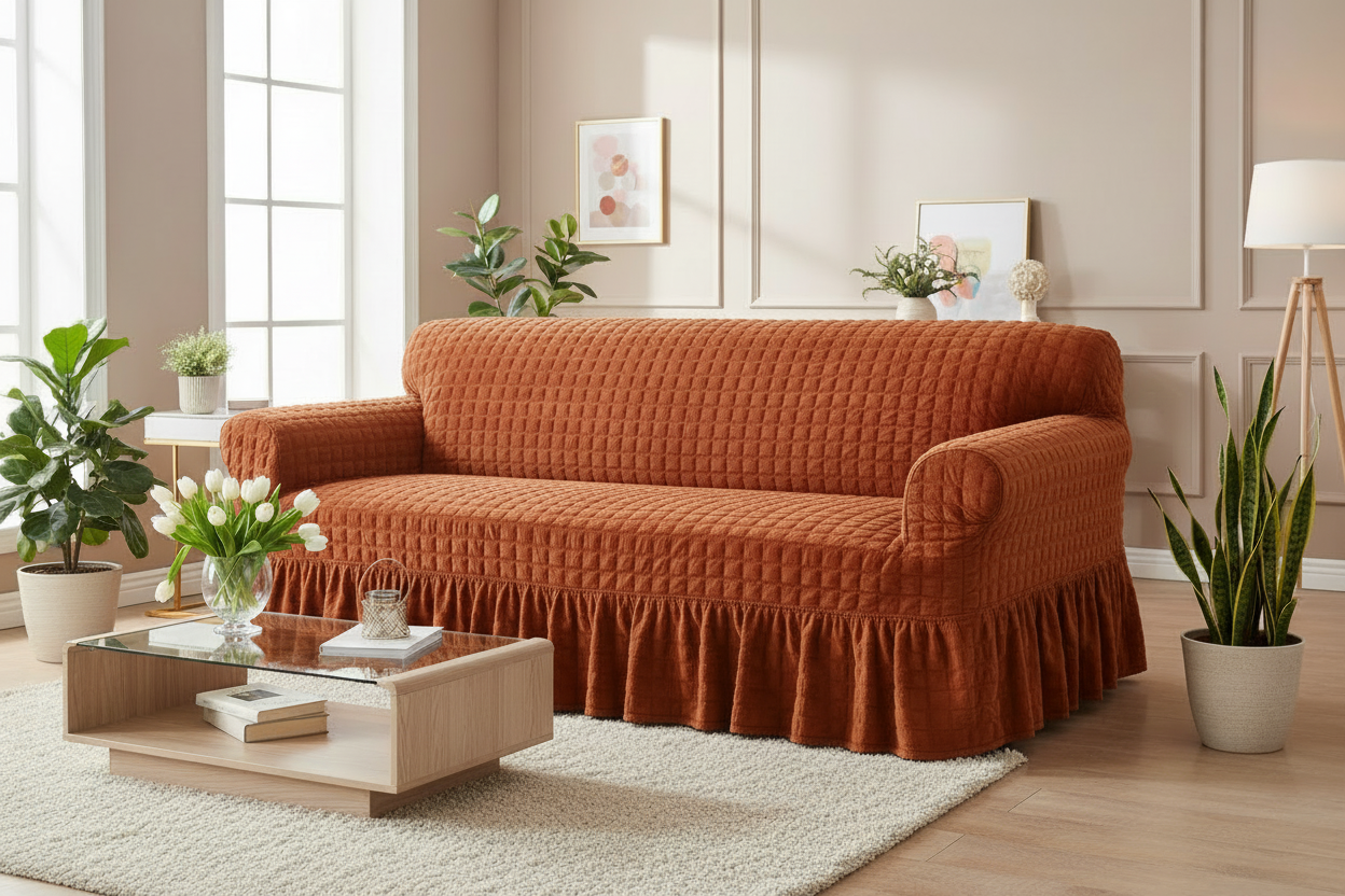 Original Turkish Bubble Sofa Covers With Skirt/Frill - All Colors & Sizes