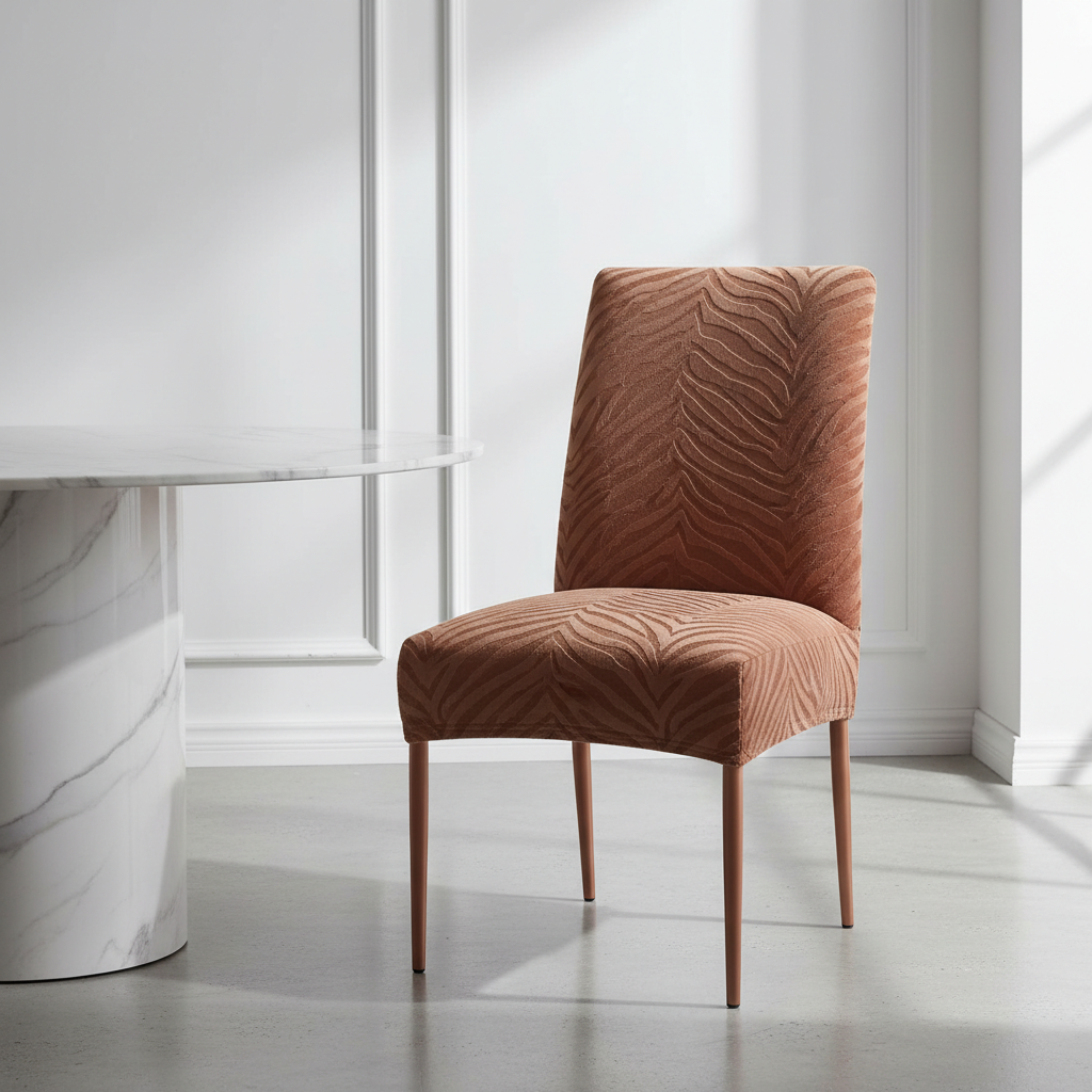 Copper Zebra Velvet Chair Cover