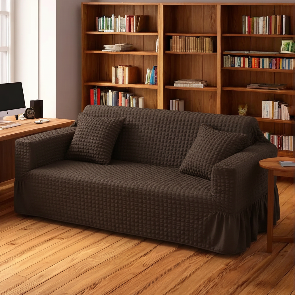 Premium Turkish Bubble Fitted Sofa Covers with Elegant Frill - All Colors & Sizes
