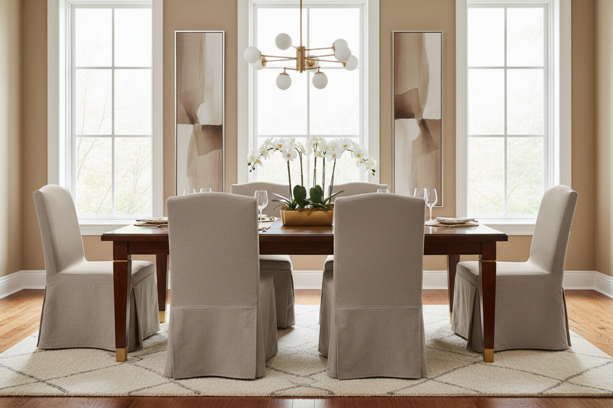 Elegant Dining Room with Chair Covers