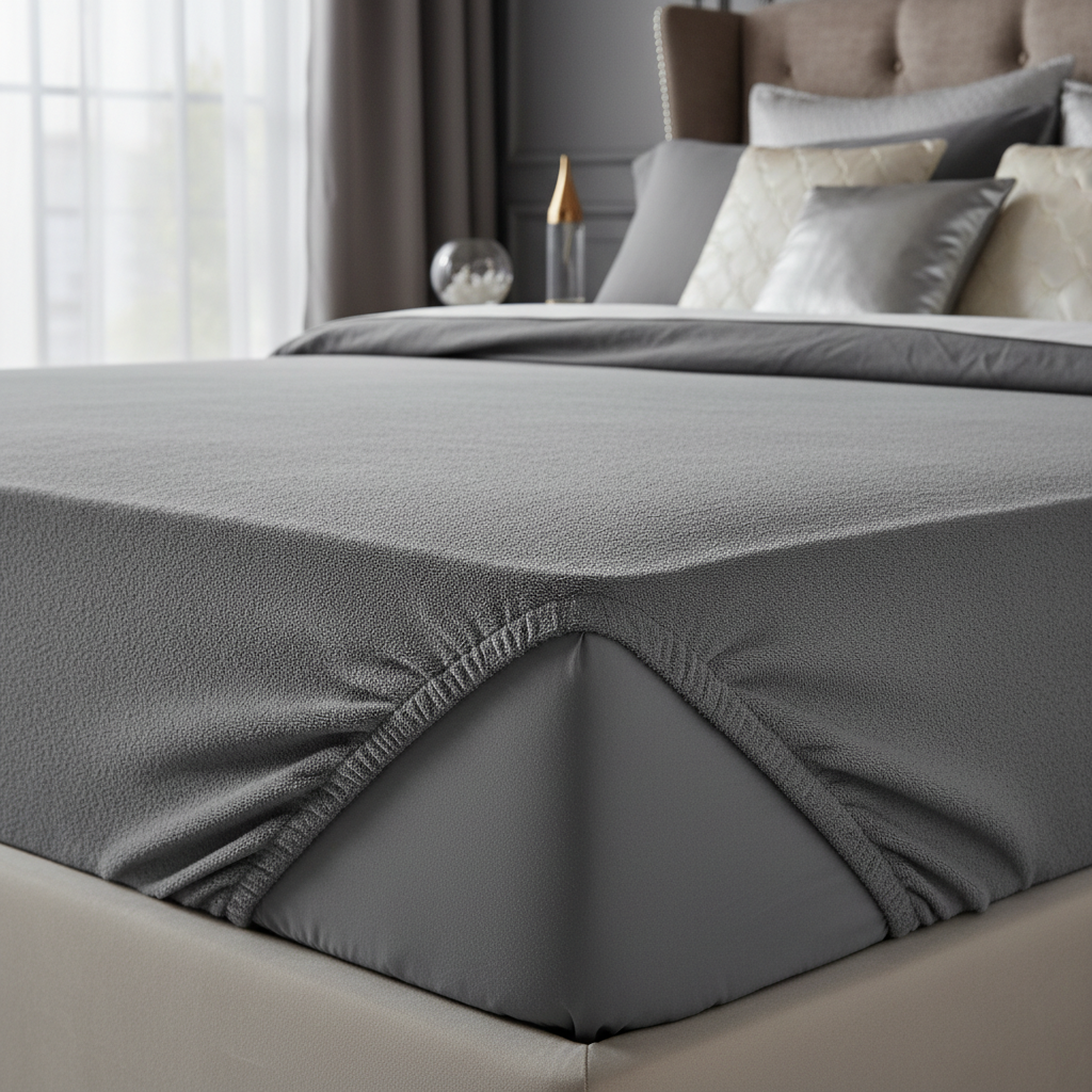 Grey Terry Cotton Elastic Mattress Cover
