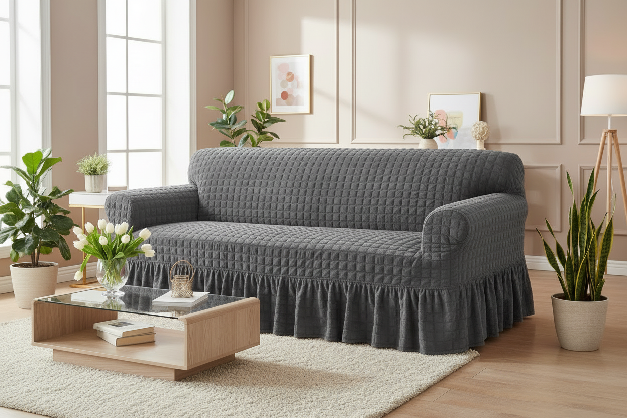 Original Turkish Bubble Sofa Covers With Skirt/Frill - All Colors & Sizes