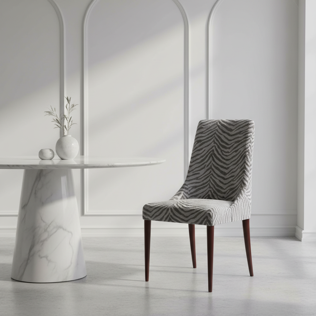 Grey Zebra Velvet Chair Cover