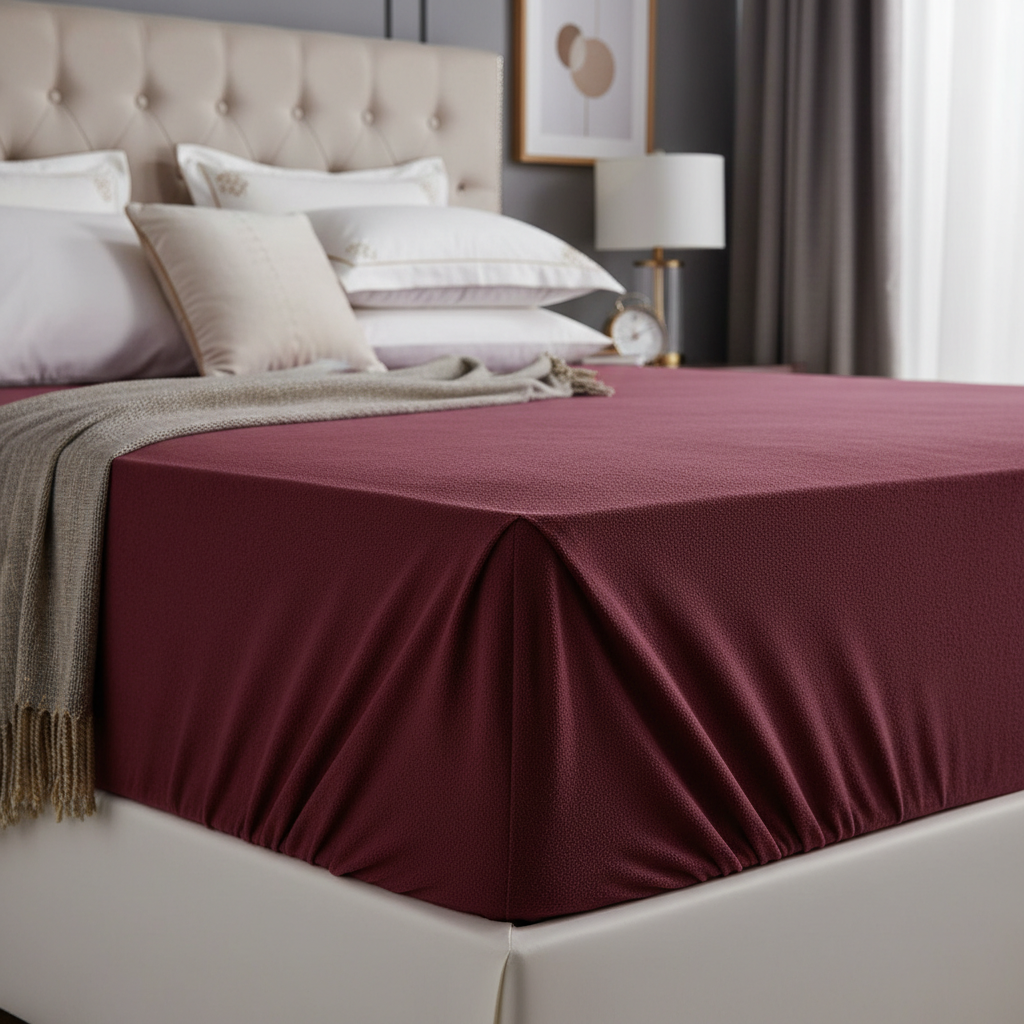 Maroon Terry Cotton Elastic Mattress Cover