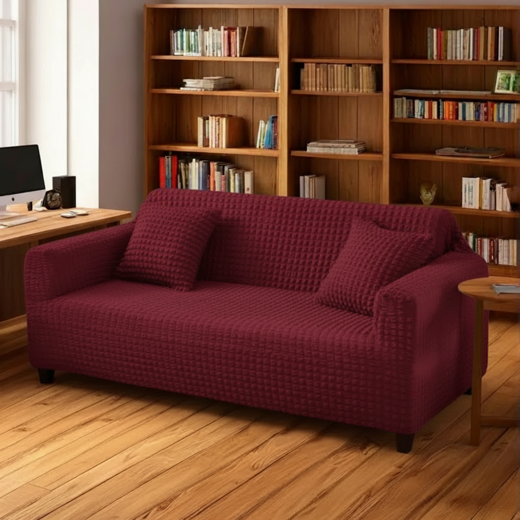 Maroon Turkish Bubble Fitted Sofa Cover