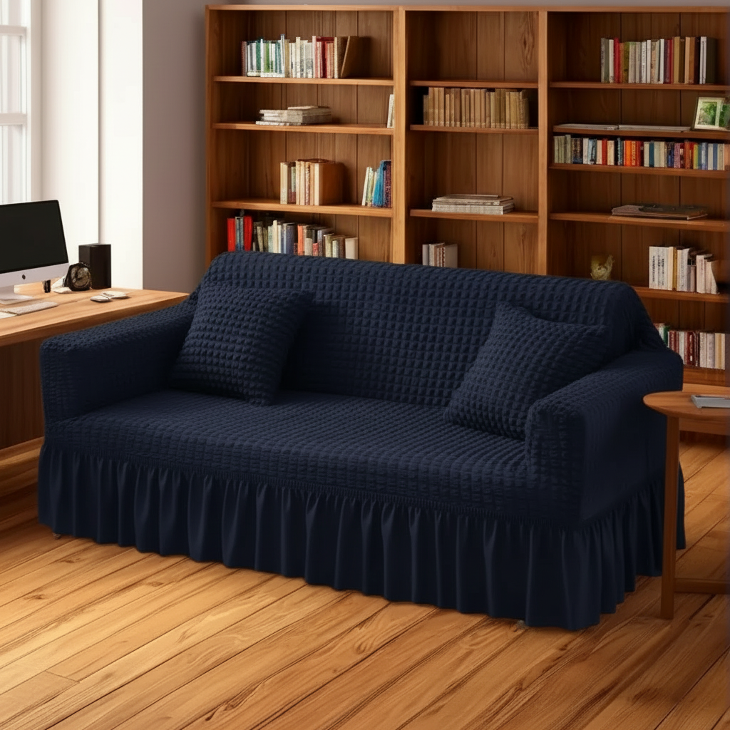 Premium Turkish Bubble Fitted Sofa Covers with Elegant Frill - All Colors & Sizes