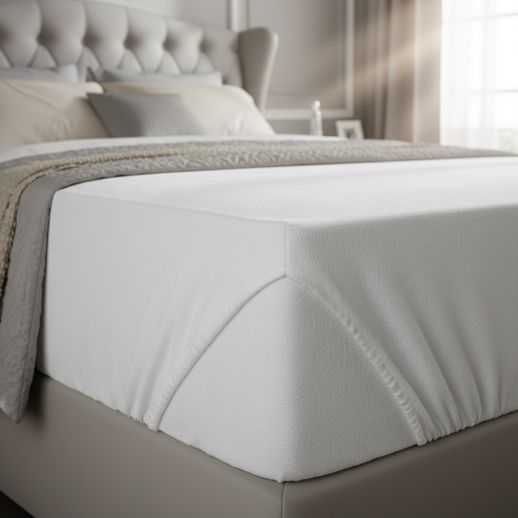White Terry Cotton Elastic Mattress Cover