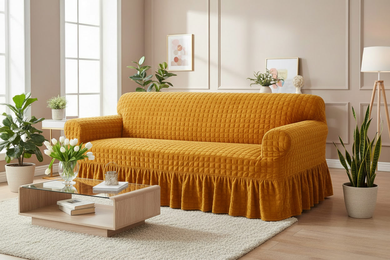 Original Turkish Bubble Sofa Covers With Skirt/Frill - All Colors & Sizes