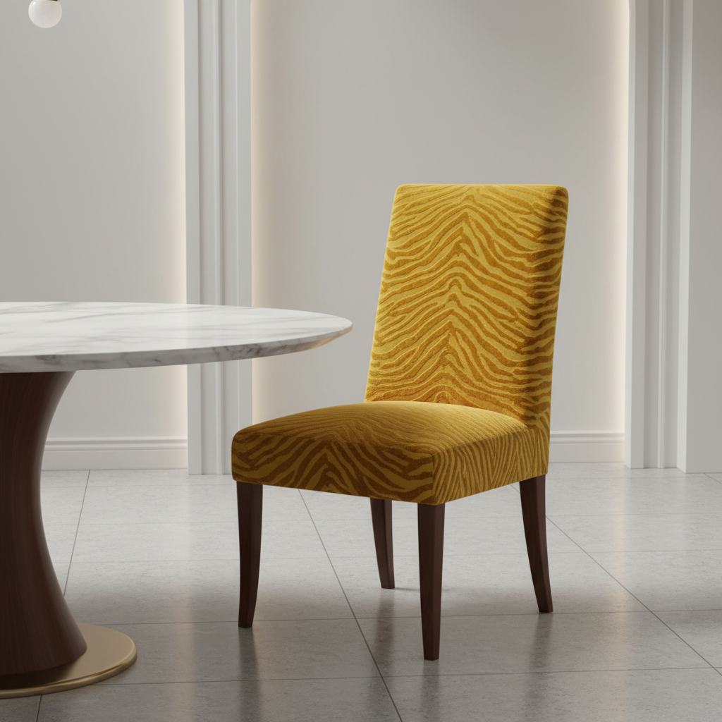 Yellow Zebra Velvet Chair Cover